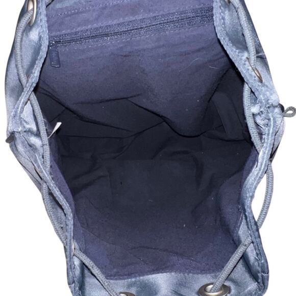 KIPLING Y2K Backpack Sling Bag VINTAGE Navy Blue Nylon Suede FAST SHIP 3270-5